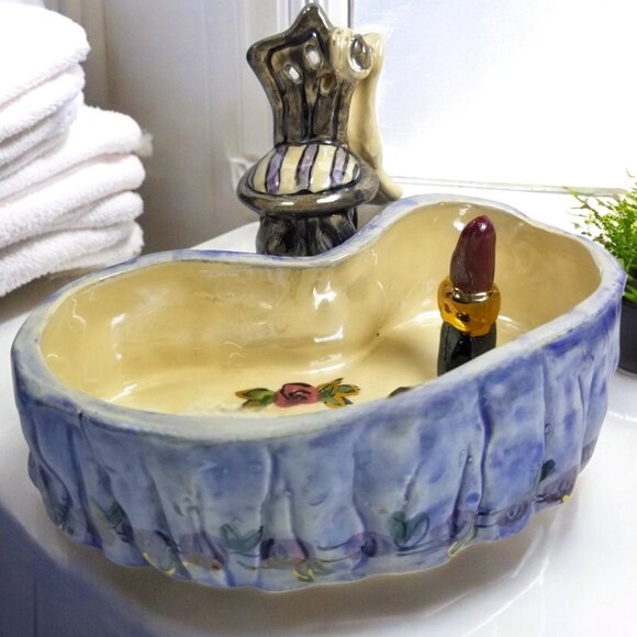 Blue Sky Clay Works Vanity Tray Dish Heather Goldminc "BEAUTY SHINES FROM WITH" - Picture 1 of 14